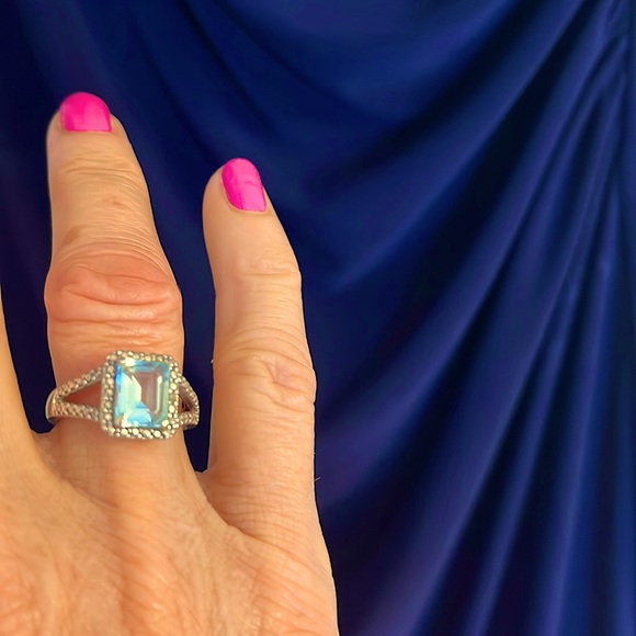 Aqua marine birthstone ring size 8 - Picture 2 of 7